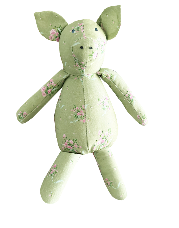 Pig in Green Floral Print