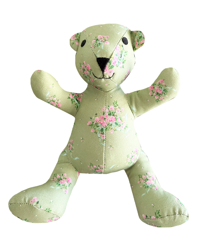 Teddy Bear in Green Floral Print