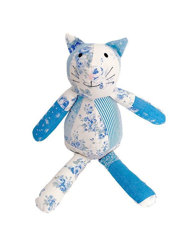 Kitty Cat in Blue Floral Cotton