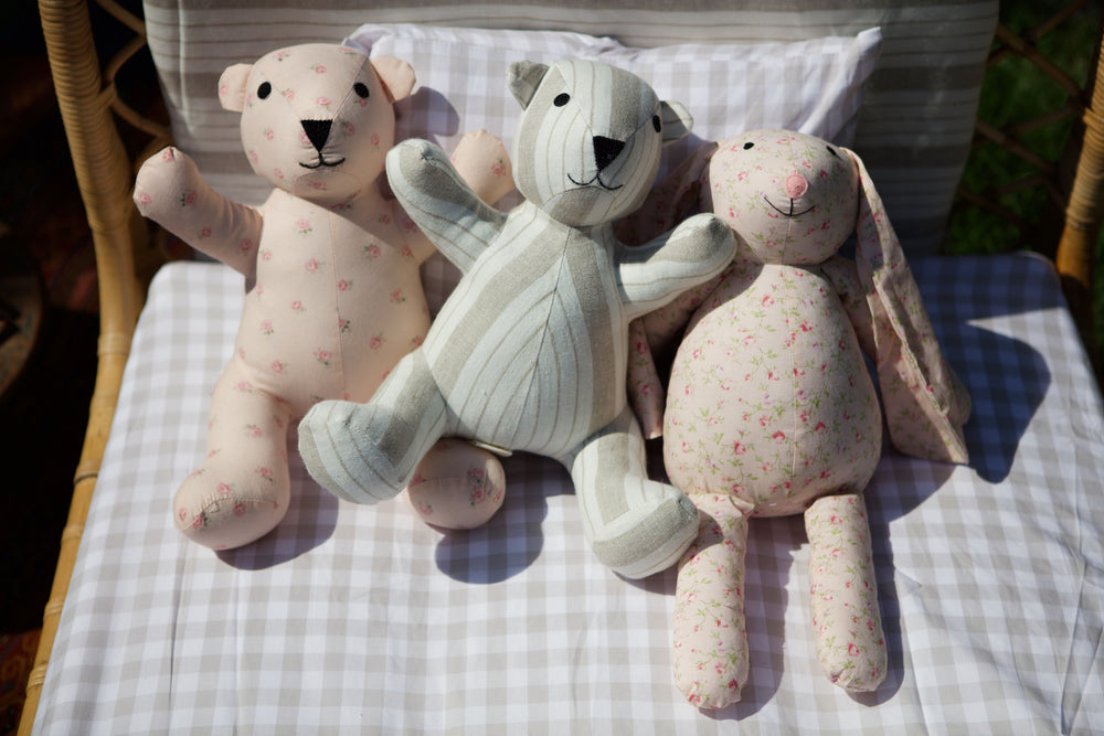 Teddy Bear in Floral Cotton