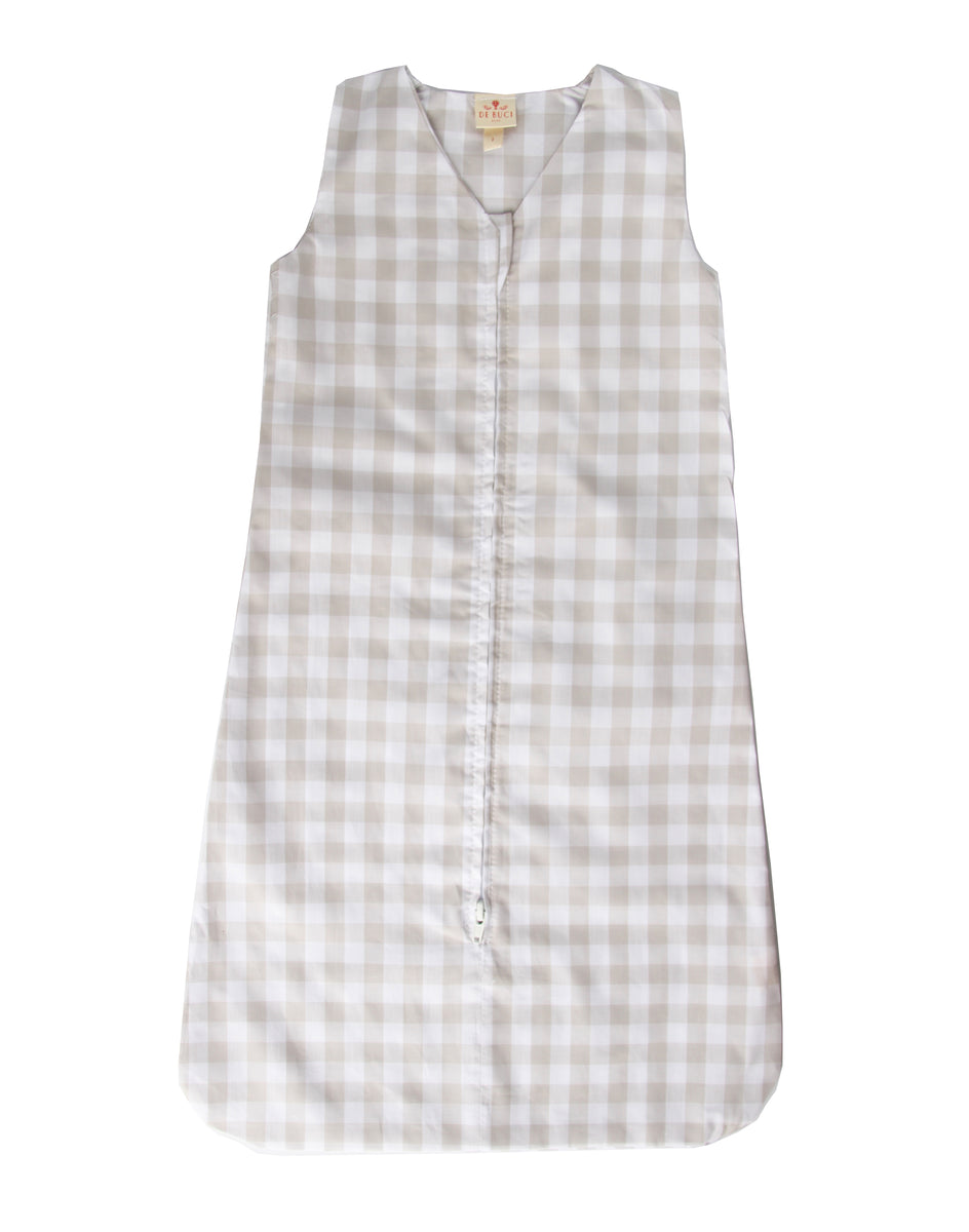 Sleep Sack in Beige Gingham Cotton