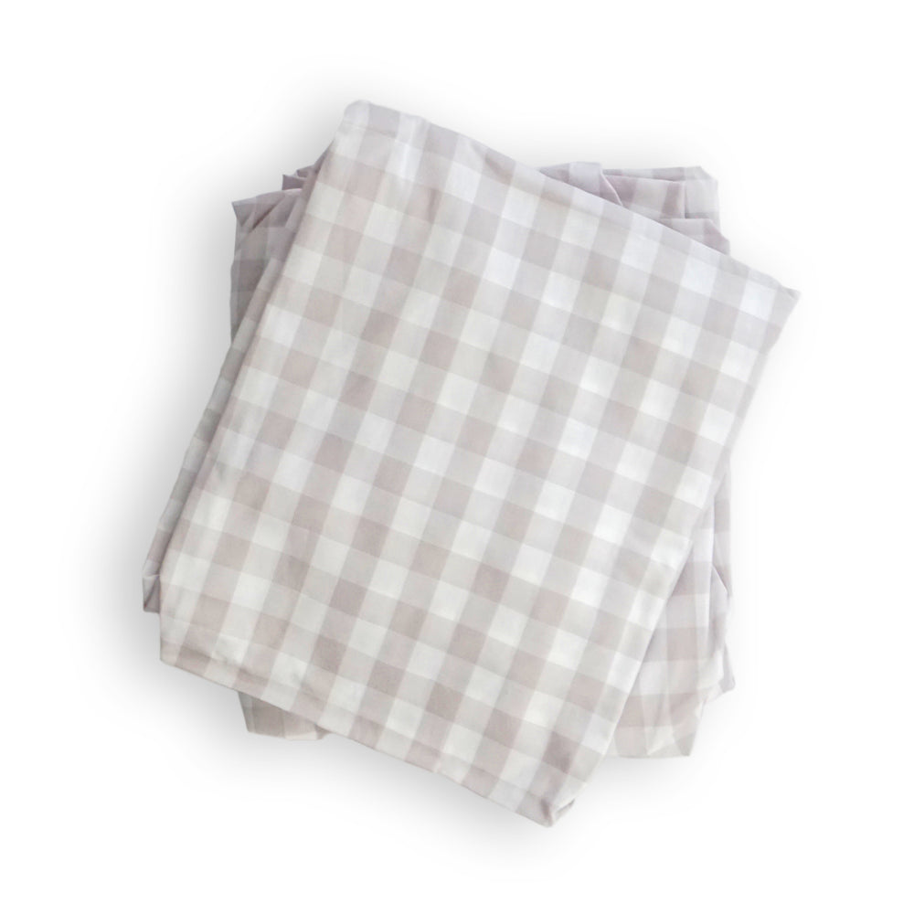 Crib Sheet in Beige Gingham Cotton