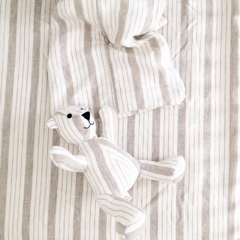 Teddy Bear in Striped Linen