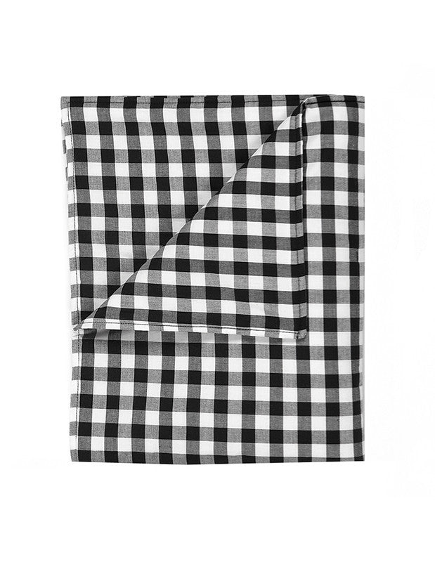 Large Blanket in Black Gingham Cotton