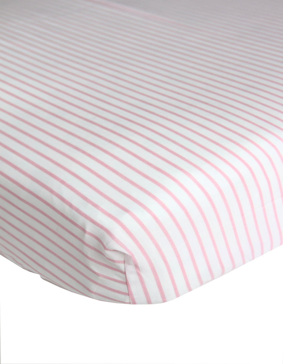 Crib Sheet in Pink and White Stripe Cotton