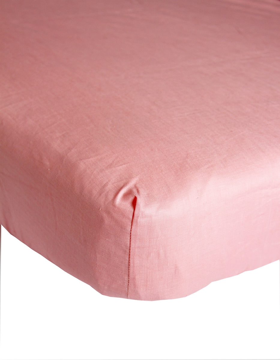 Crib Sheet in Bright Pink Linen