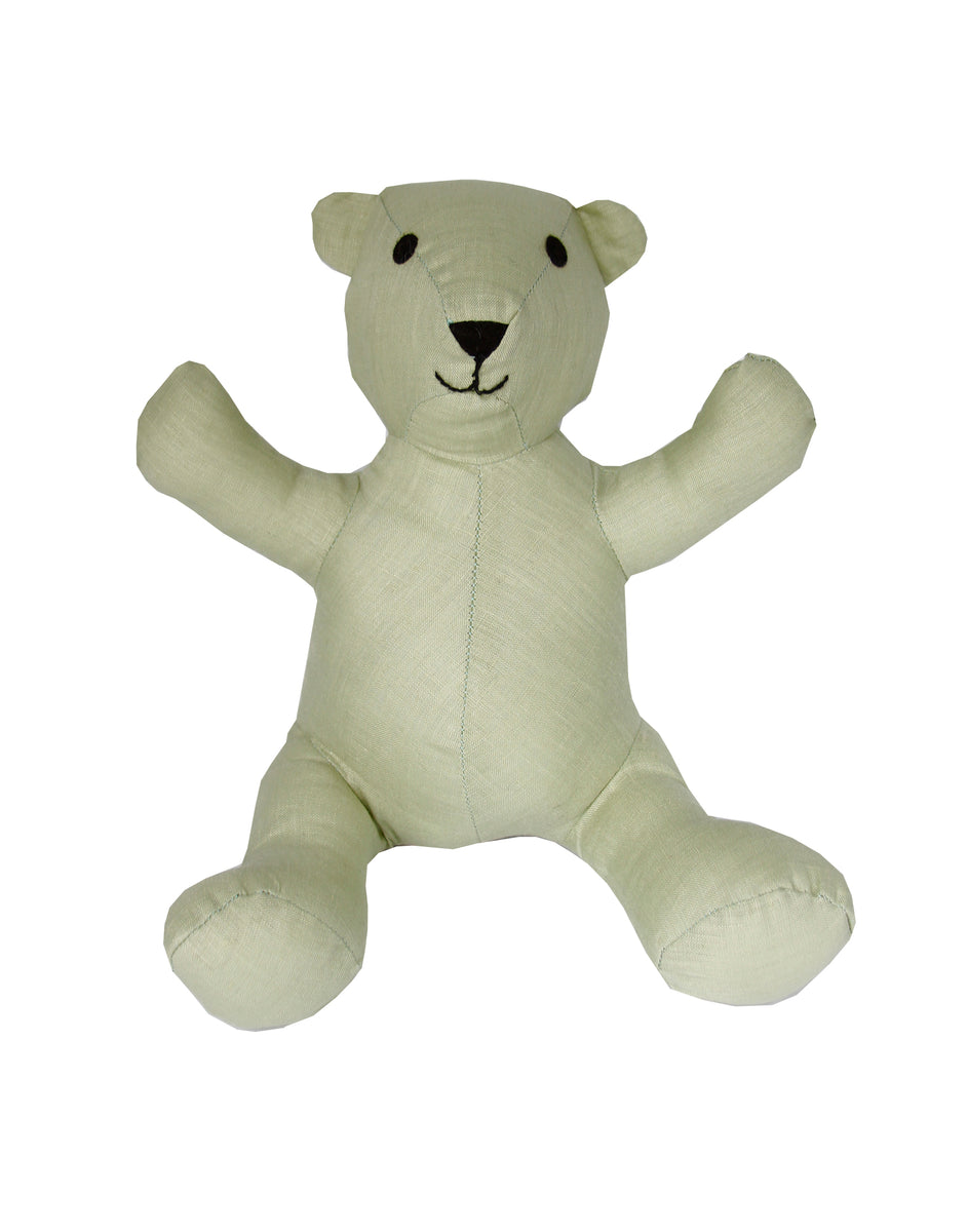 Teddy Bear in Spring Green Linen