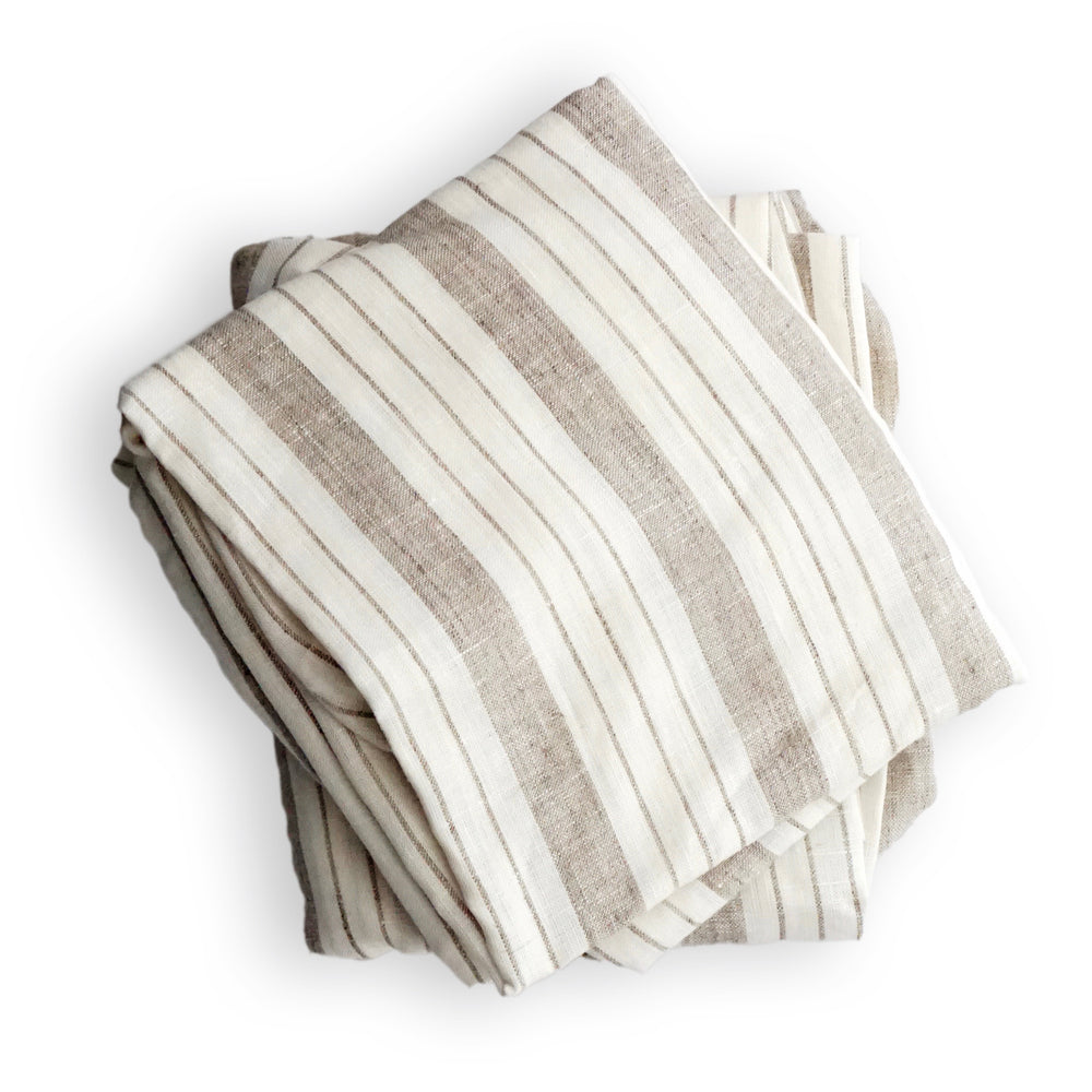 Crib Sheet in Striped Linen