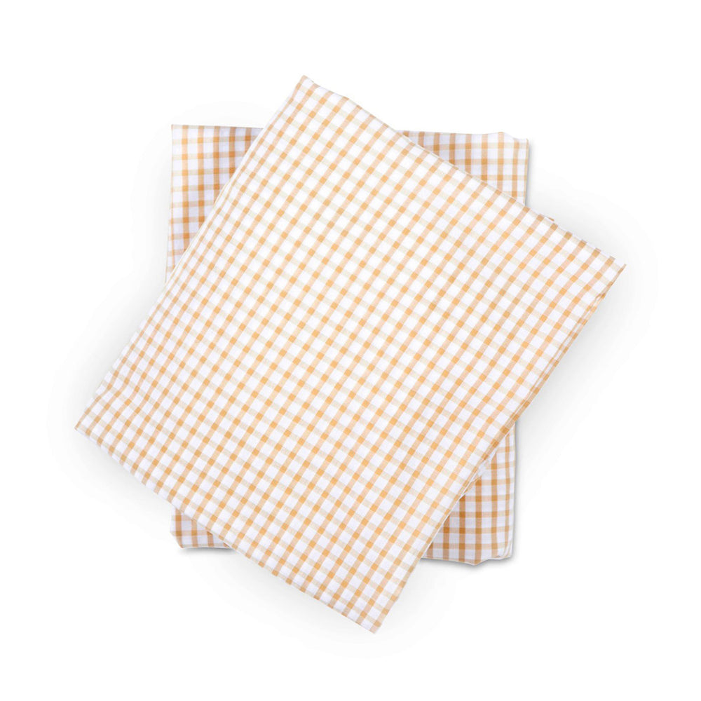 Crib Sheet in Tan Gingham Cotton