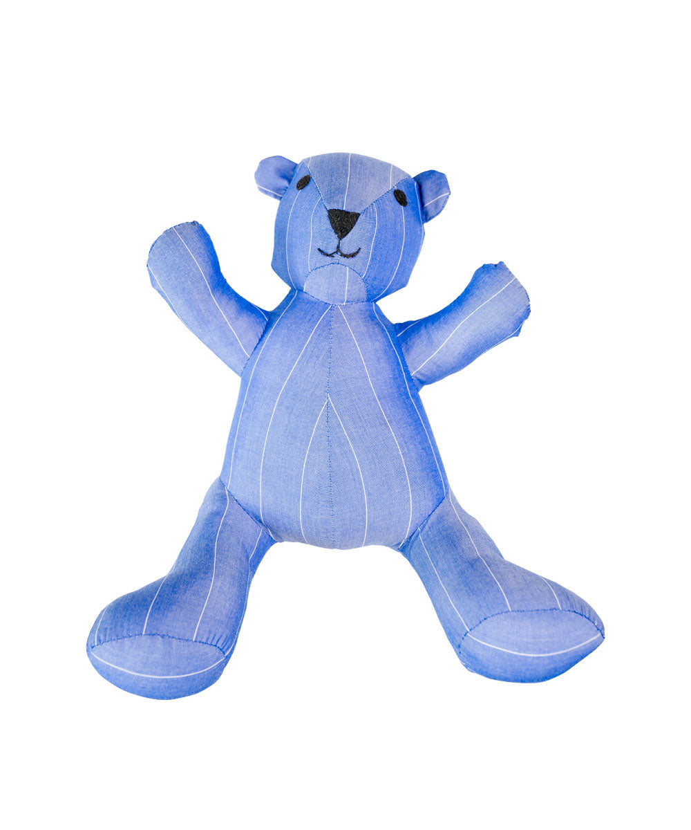 Teddy Bear in Blue and White Stripe Cotton