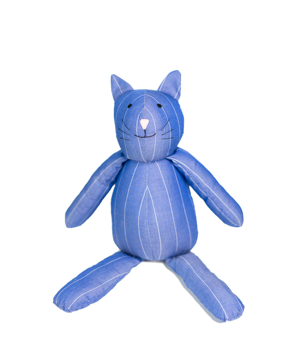 Kitty Cat in Blue and White Stripe Cotton