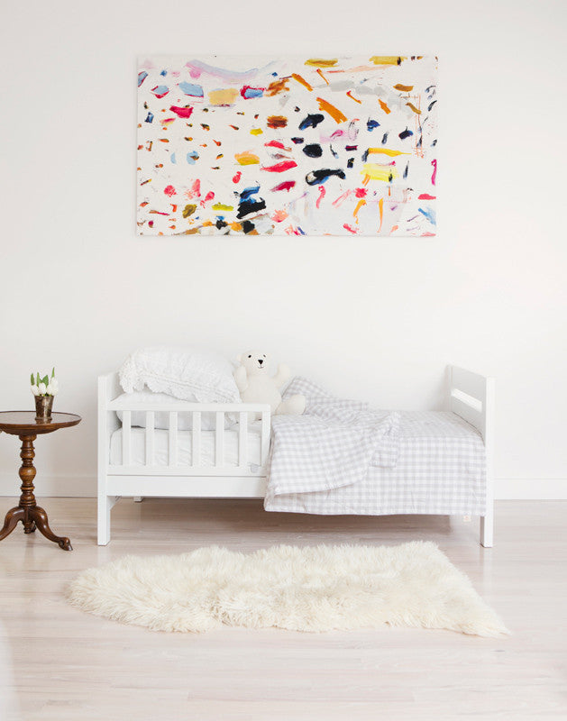 Large Blanket in Beige Gingham Cotton
