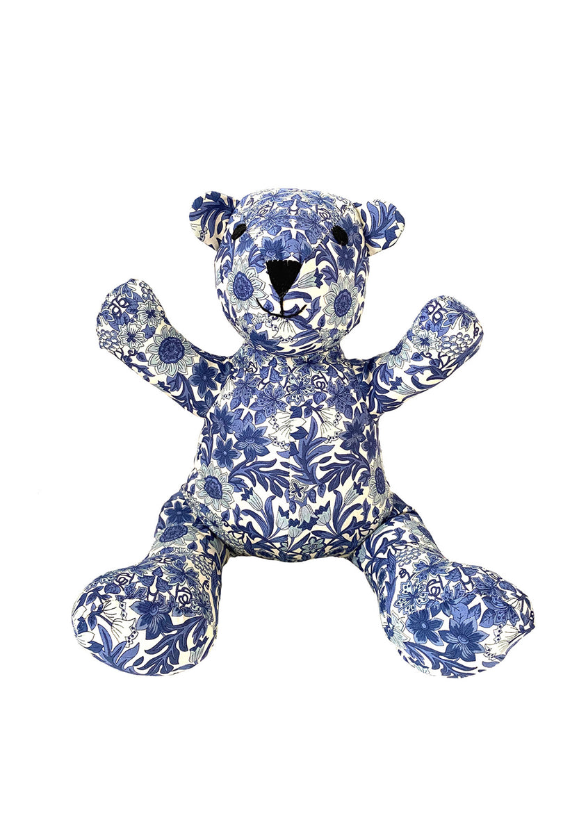 Teddy Bear in Royal Blue Floral