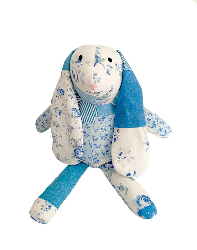 Bunny Rabbit in Blue Floral Cotton