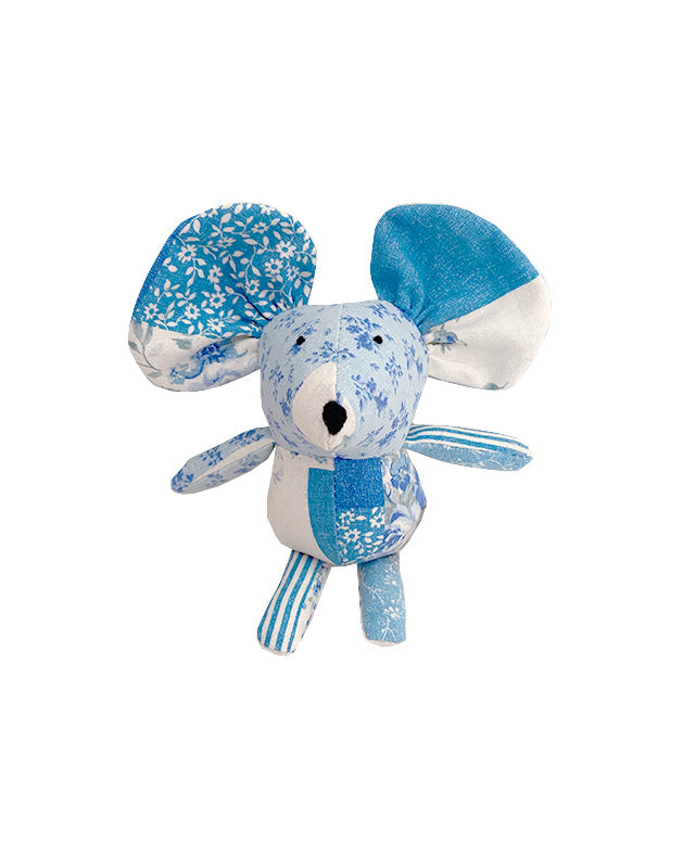 Mouse in Blue Floral Cotton