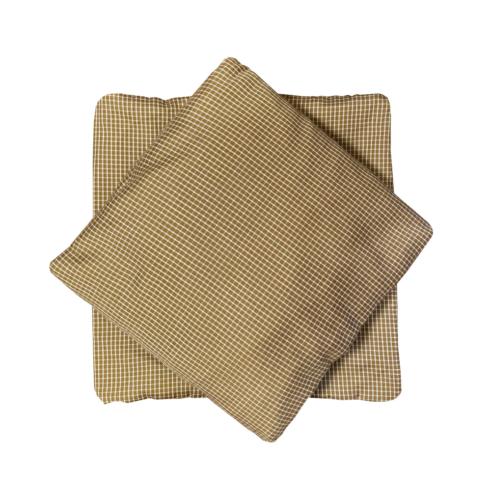 Crib Sheet in Mustard Gingham Cotton de Buci Baby