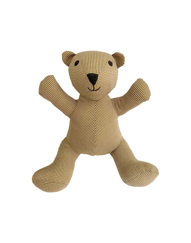 Teddy Bear in Mustard Gingham Cotton