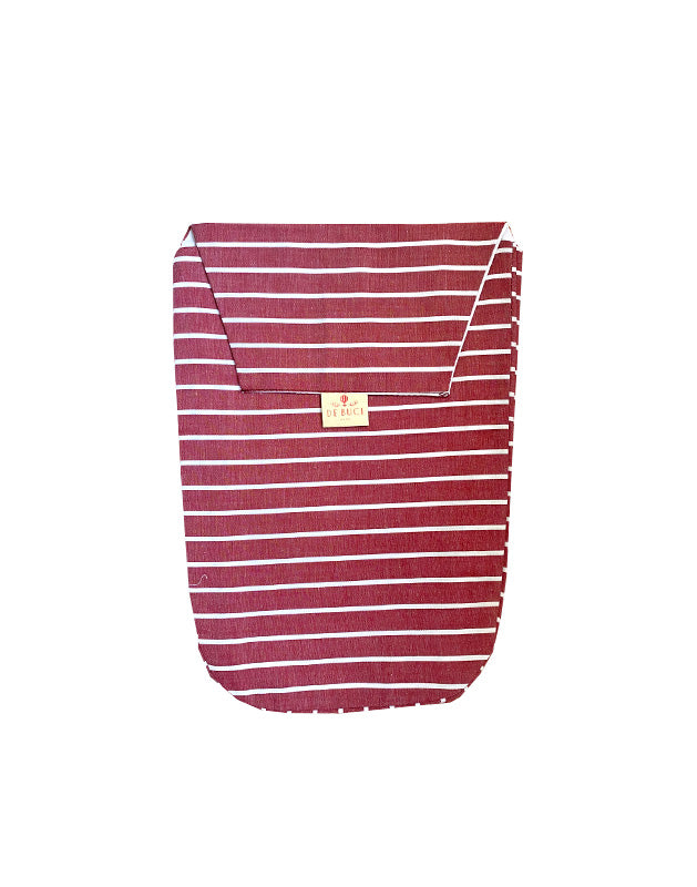 Diaper Pouch in Burgundy and White Stripe Cotton