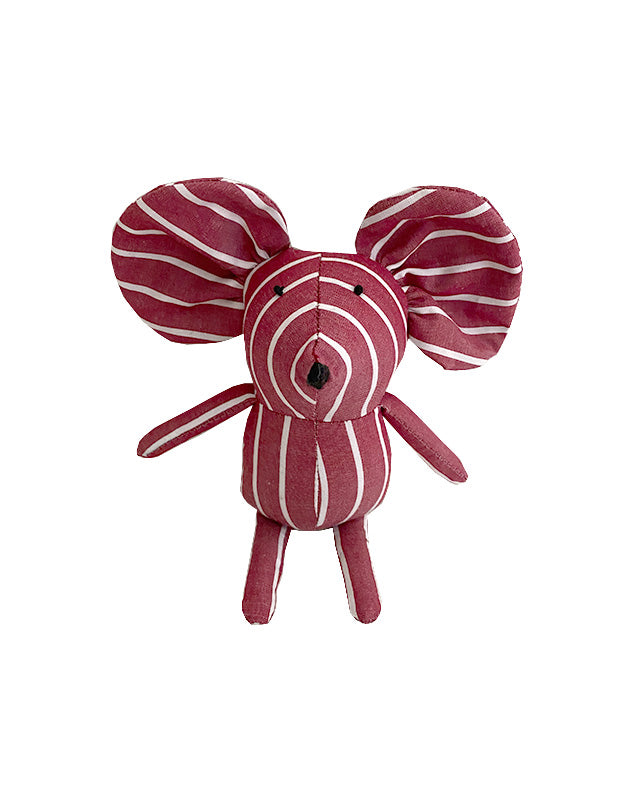 Mouse in Burgundy and White Stripe Cotton