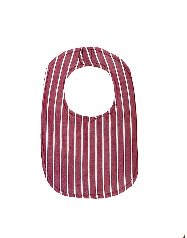 Bib in Burgundy and White Stripe Cotton