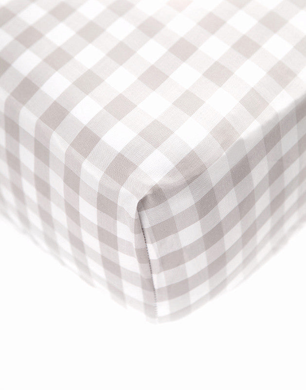 Crib Sheet in Beige Gingham Cotton
