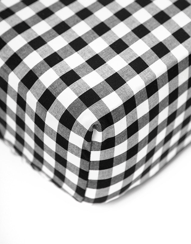 Crib Sheet in Black Gingham Cotton