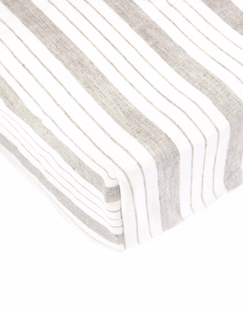 Crib Sheet in Striped Linen