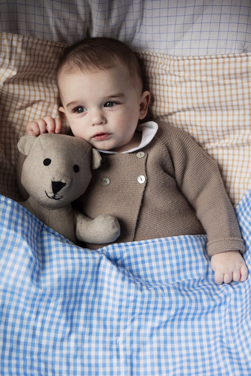 Blanket in Tan Gingham Cotton