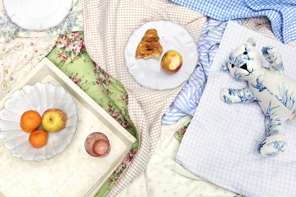 Blanket in Tan Gingham Cotton