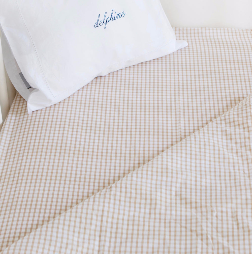Blanket in Tan Gingham Cotton