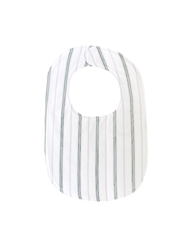 Bib in Green and Plum Stripe Cotton