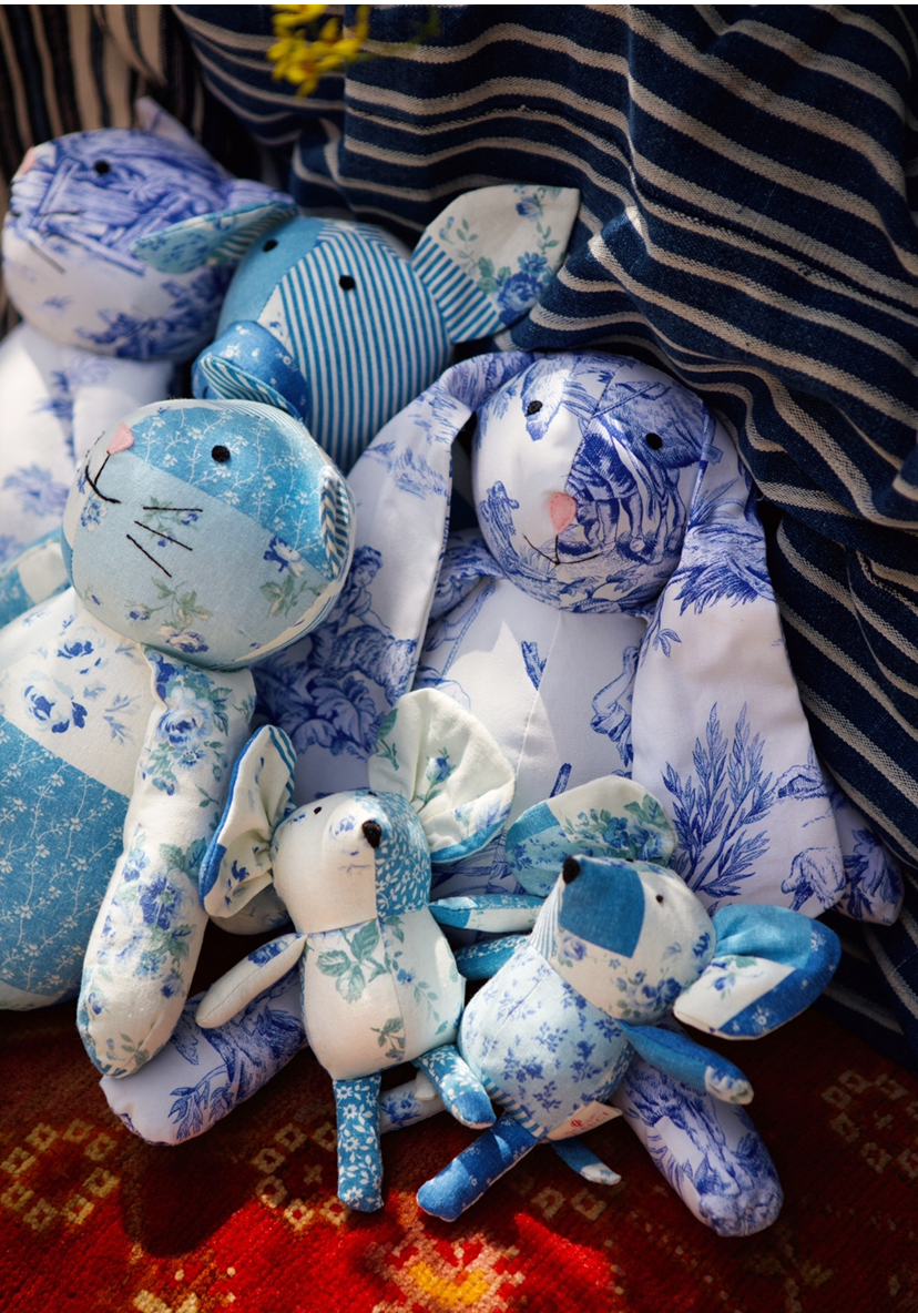 Bunny Rabbit in Blue Floral Cotton