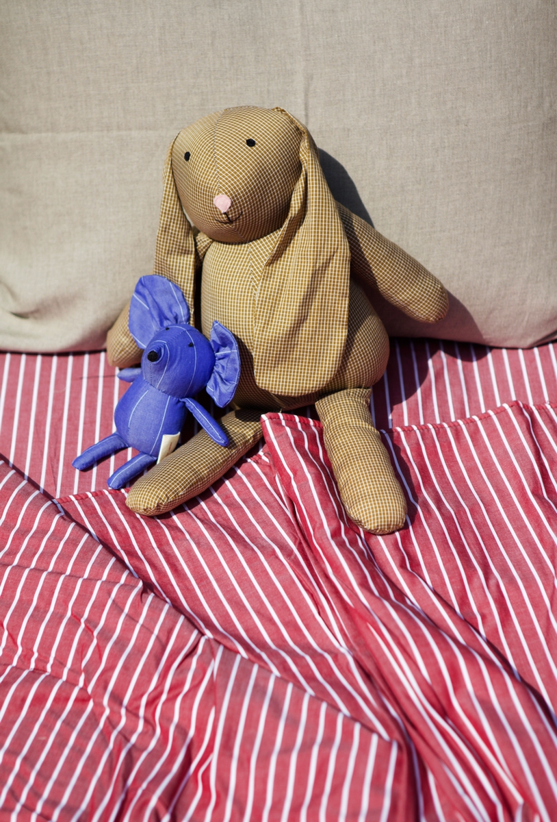 Bunny Rabbit in Mustard Gingham Cotton