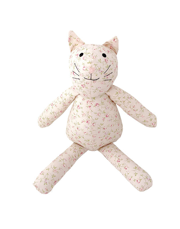 Kitty Cat in Small Pink Floral Cotton