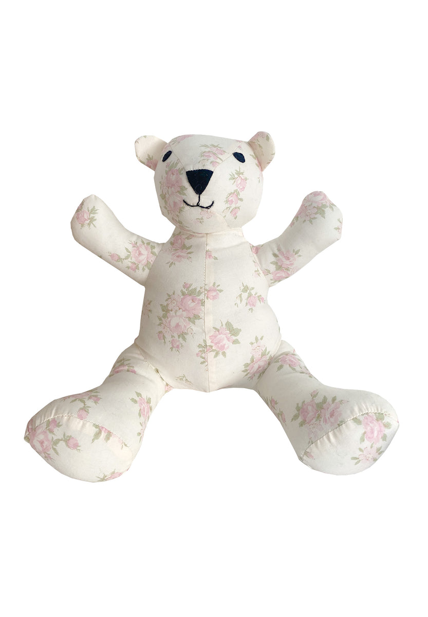 Teddy Bear in Soft Pink Floral Cotton