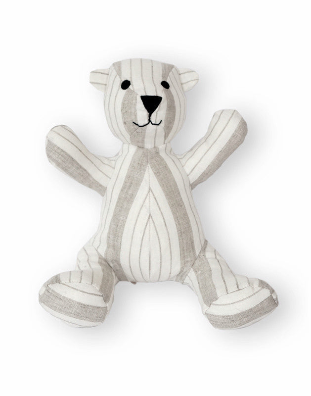 Teddy Bear in Striped Linen